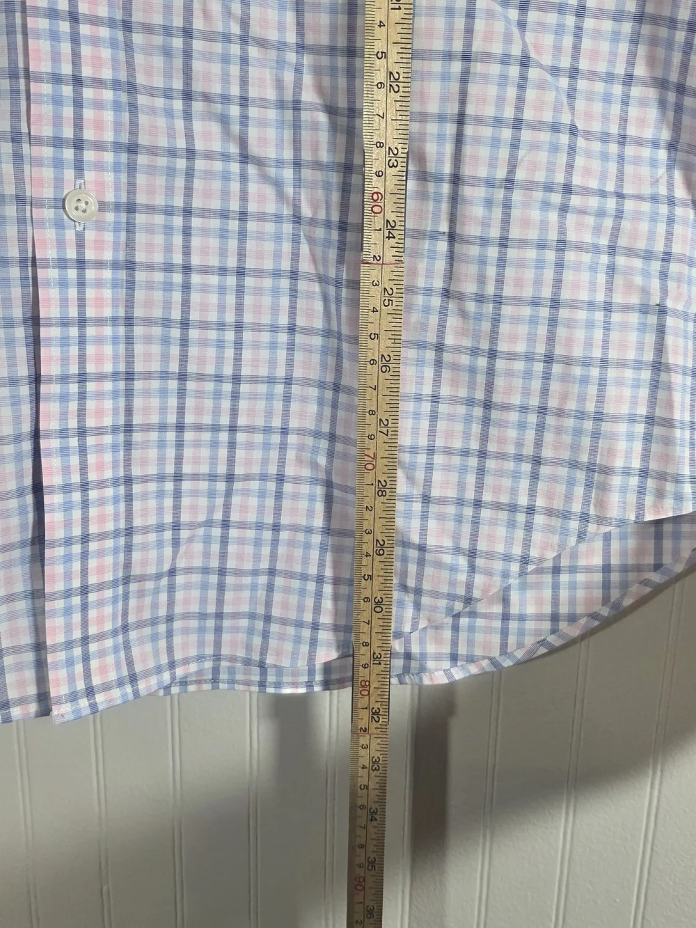 Large J. Crew Men's Light Blue and Pink Windowpane Dress Shirt